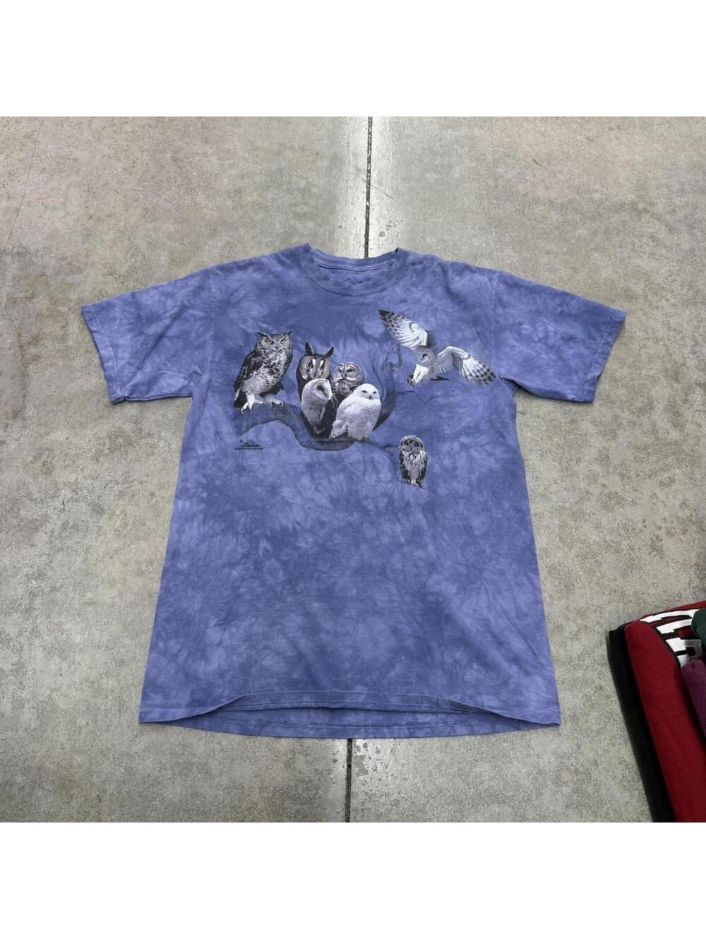 vintage the mountain owl nature animal purple tie dye shirt size medium
